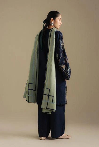 Embroidered Dhanak Unstitched 3PC Set | FS3011 - Bint Ayesha