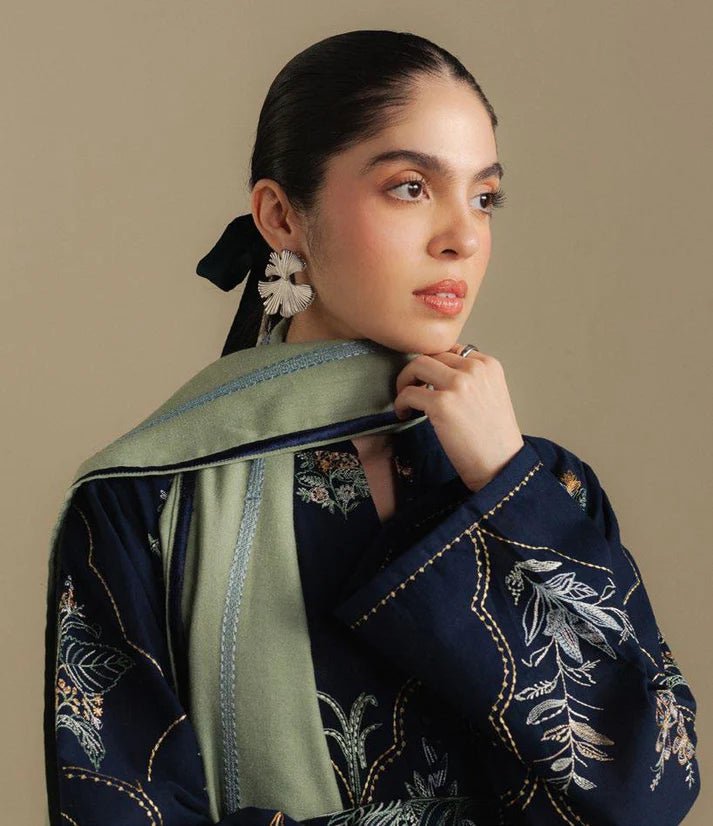 Embroidered Dhanak Unstitched 3PC Set | FS3011 - Bint Ayesha