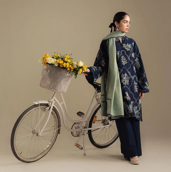 Embroidered Dhanak Unstitched 3PC Set | FS3011 - Bint Ayesha