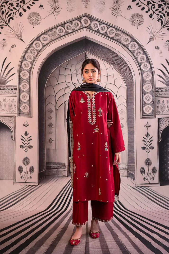 Embroidered Dhanak Unstitched 3PC Set | FS3013 - Bint Ayesha