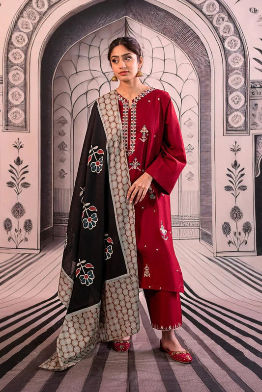 Embroidered Dhanak Unstitched 3PC Set | FS3013 - Bint Ayesha
