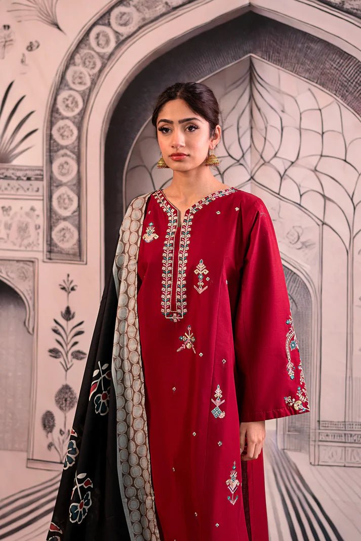 Embroidered Dhanak Unstitched 3PC Set | FS3013 - Bint Ayesha