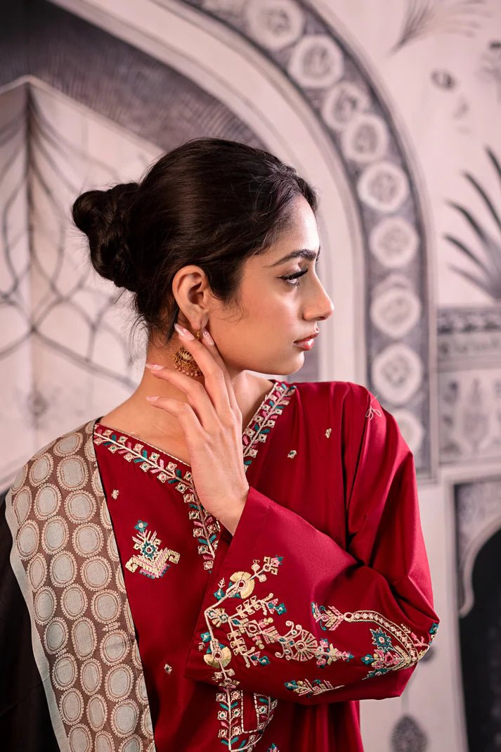 Embroidered Dhanak Unstitched 3PC Set | FS3013 - Bint Ayesha