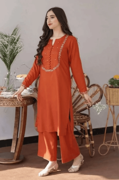 Embroidered Dhanak Unstitched 3PC Set | FS3018 - Bint Ayesha