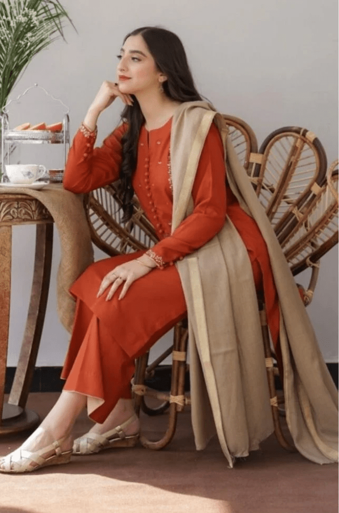 Embroidered Dhanak Unstitched 3PC Set | FS3018 - Bint Ayesha