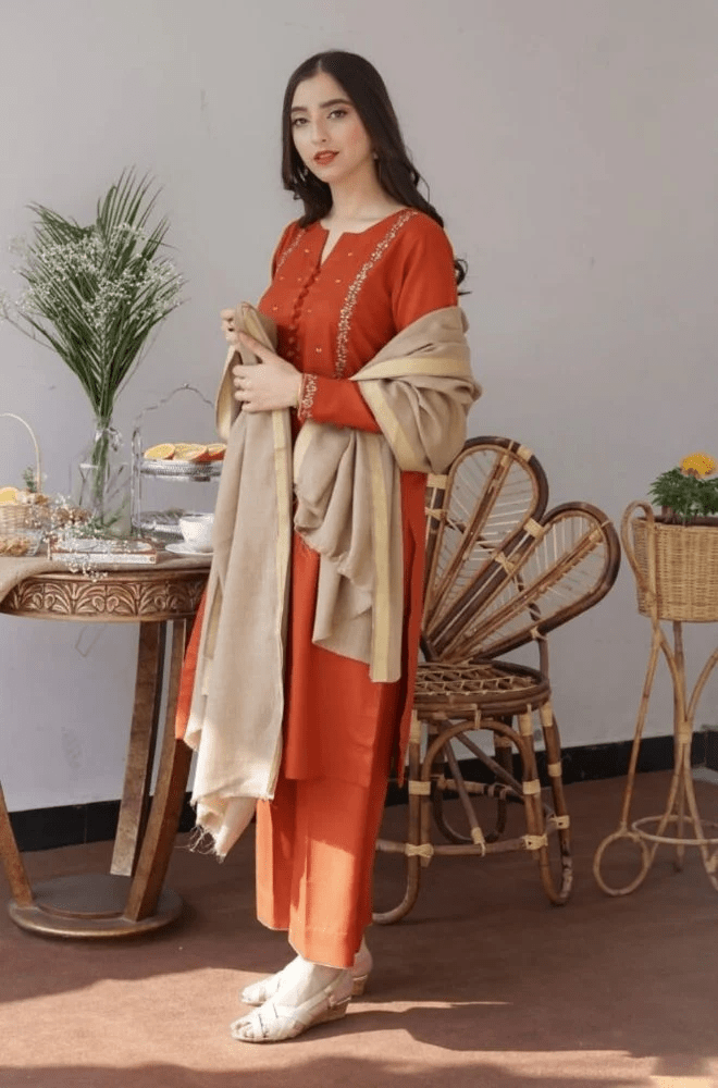 Embroidered Dhanak Unstitched 3PC Set | FS3018 - Bint Ayesha