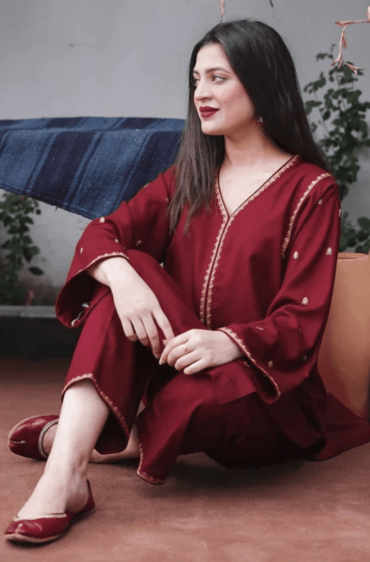 Embroidered Dhanak Unstitched 3PC Set | FS3023 - Bint Ayesha