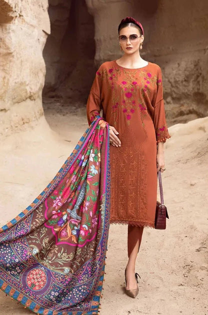 Embroidered Dhanak Unstitched 3PC Set | FS3029 - Bint Ayesha