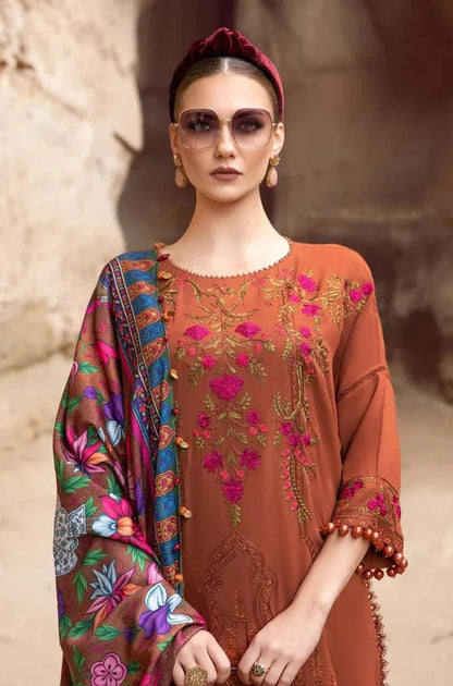 Embroidered Dhanak Unstitched 3PC Set | FS3029 - Bint Ayesha