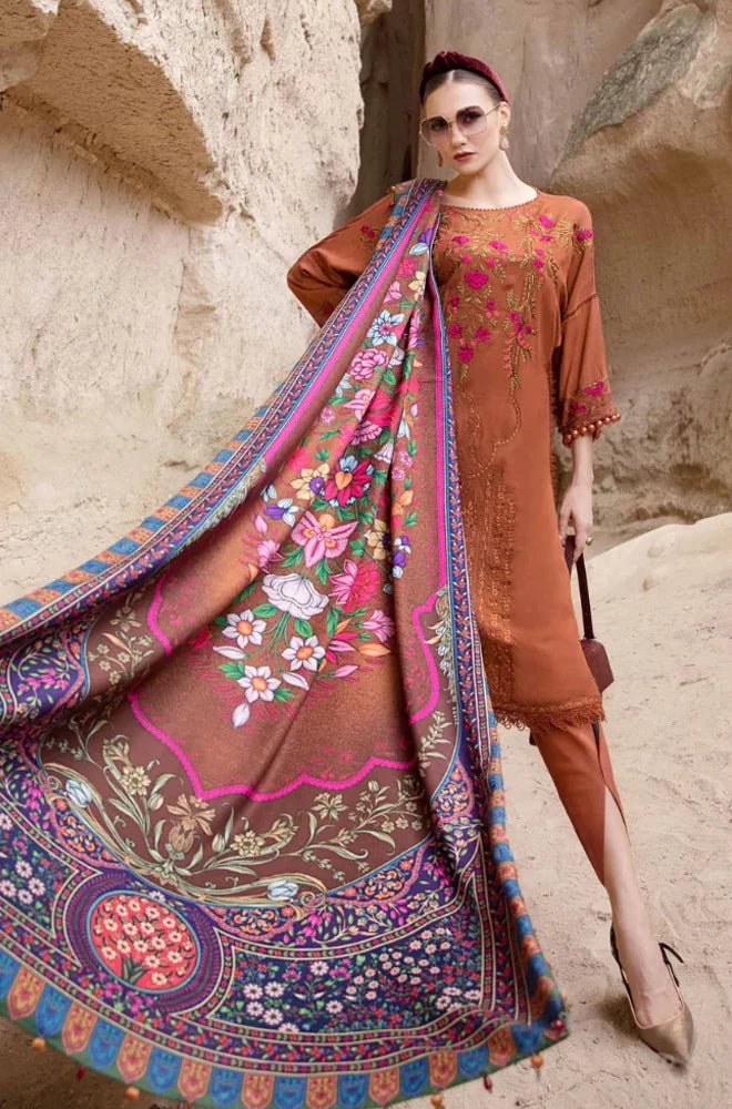 Embroidered Dhanak Unstitched 3PC Set | FS3029 - Bint Ayesha