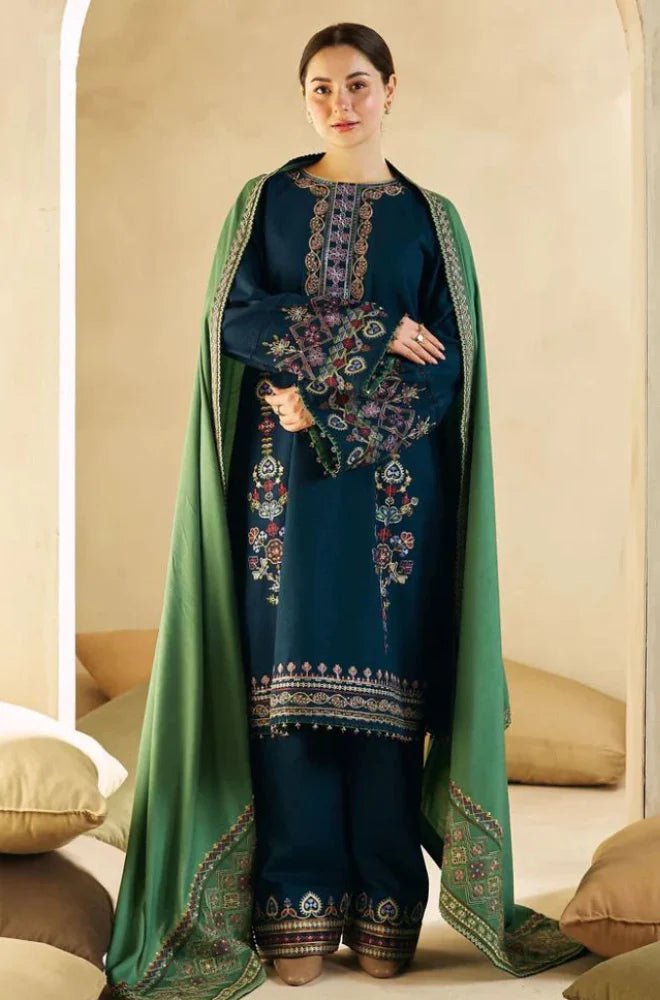 Embroidered Dhanak Unstitched 3PC Set | FS3034 - Bint Ayesha