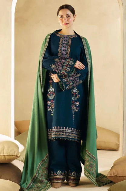 Embroidered Dhanak Unstitched 3PC Set | FS3034 - Bint Ayesha