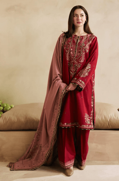 Embroidered Dhanak Unstitched 3PC Set | FS3035 - Bint Ayesha