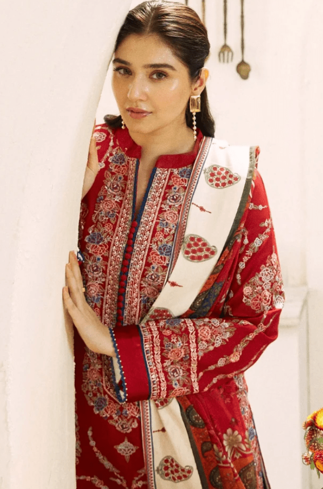 Embroidered Dhanak Unstitched 3PC Set | FS3045 - Bint Ayesha