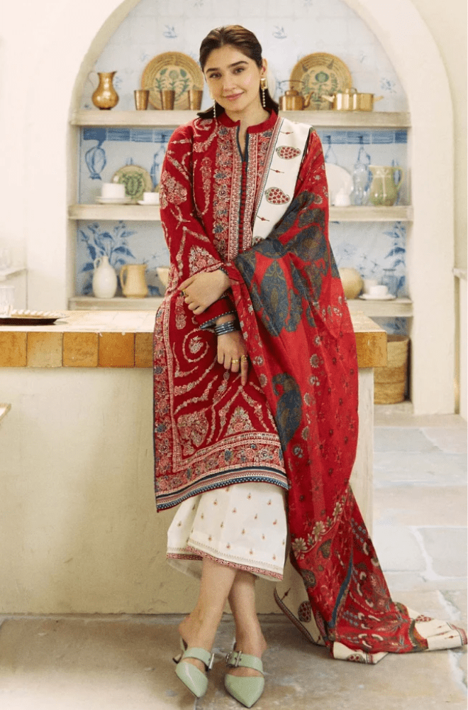 Embroidered Dhanak Unstitched 3PC Set | FS3045 - Bint Ayesha