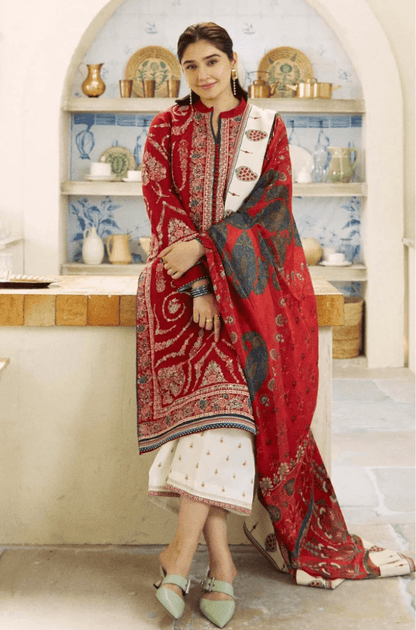 Embroidered Dhanak Unstitched 3PC Set | FS3045 - Bint Ayesha
