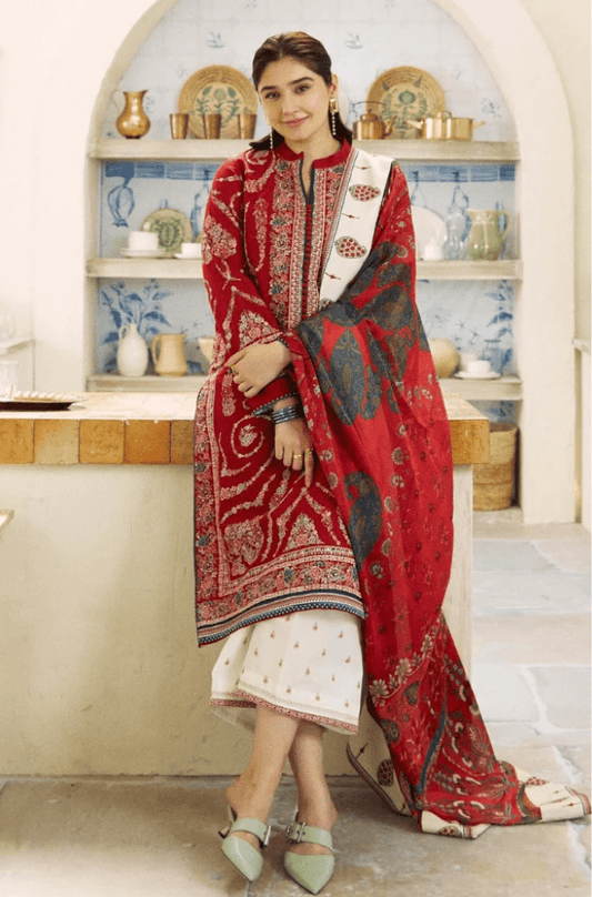 Embroidered Dhanak Unstitched 3PC Set | FS3045 - Bint Ayesha