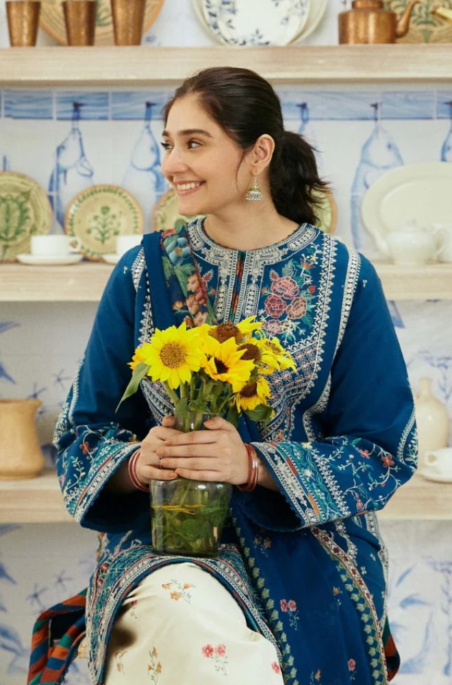 Embroidered Dhanak Unstitched 3PC Set | FS3046 - Bint Ayesha