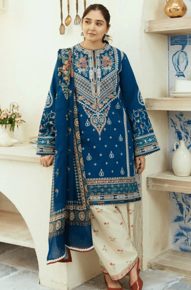Embroidered Dhanak Unstitched 3PC Set | FS3046 - Bint Ayesha