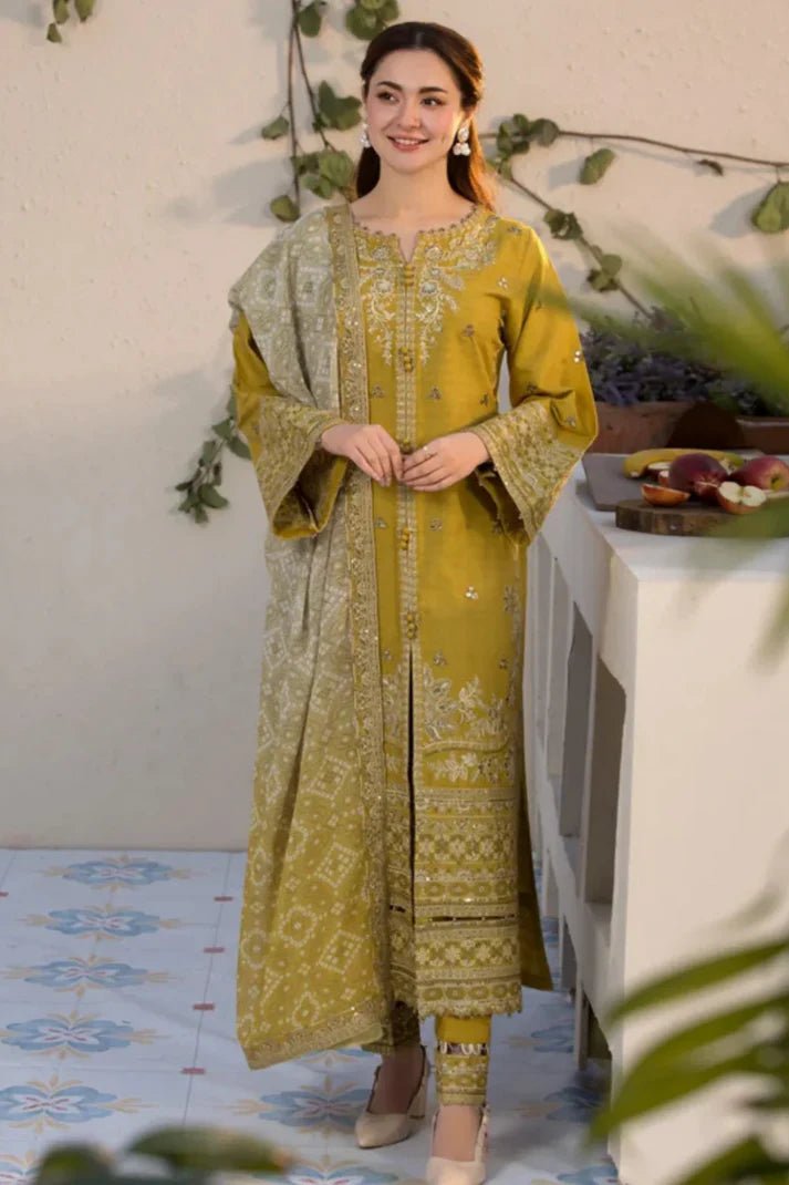 Embroidered Dhanak Unstitched 3PC Set | FS3069 - Bint Ayesha