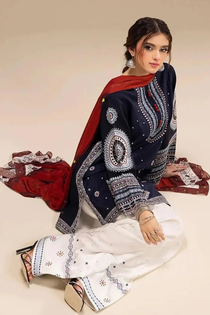 Embroidered Dhanak Unstitched 3PC Set | FS3071 - Bint Ayesha