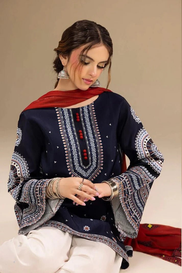 Embroidered Dhanak Unstitched 3PC Set | FS3071 - Bint Ayesha