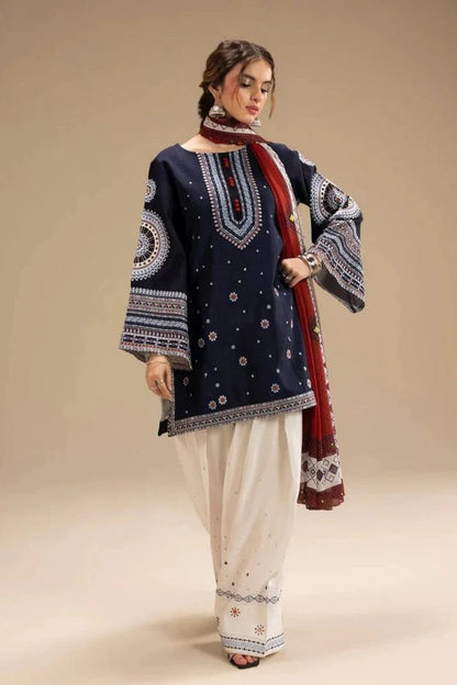 Embroidered Dhanak Unstitched 3PC Set | FS3071 - Bint Ayesha