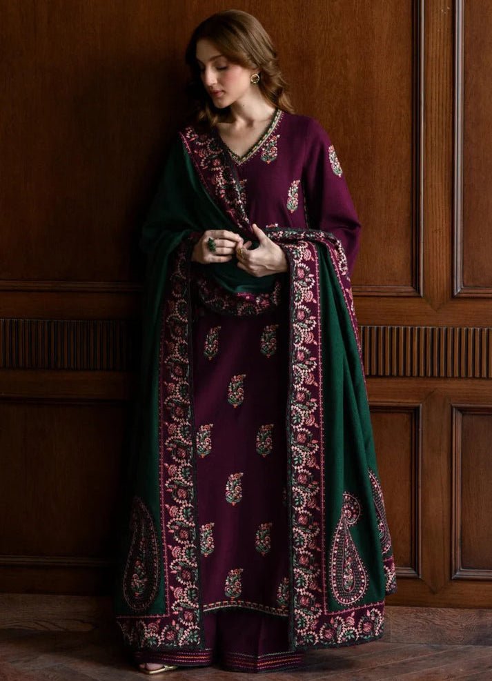 Embroidered Dhanak Unstitched 3PC Set | FS3072 - Bint Ayesha