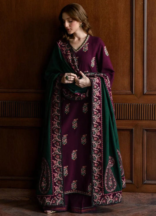 Embroidered Dhanak Unstitched 3PC Set | FS3072 - Bint Ayesha