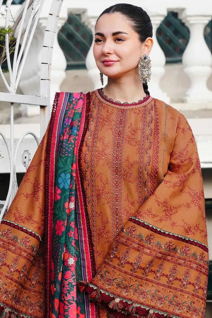 Embroidered Dhanak Unstitched 3PC Set | FS3073 - Bint Ayesha