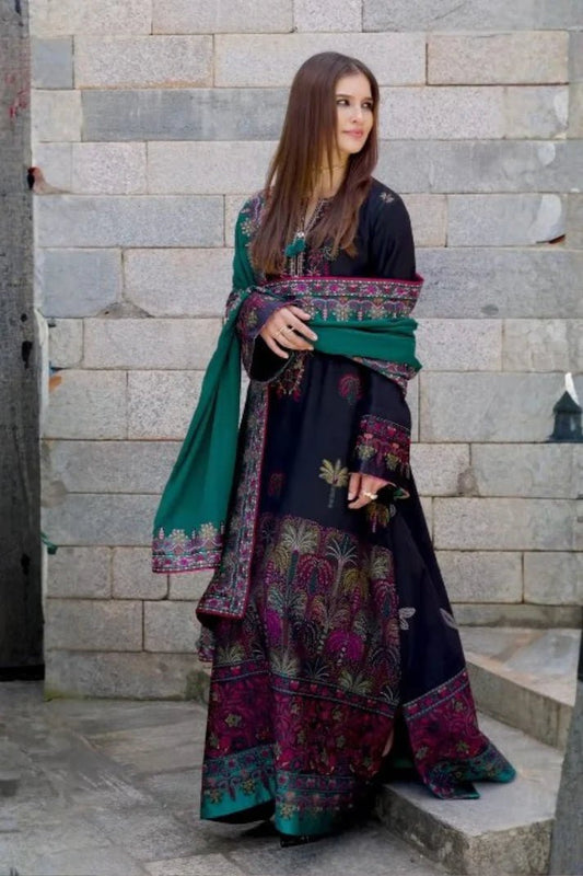 Embroidered Dhanak Unstitched 3PC Set | FS3095 - Bint Ayesha