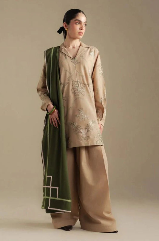 Embroidered Dhanak Unstitched 3PC Set | FS3112 - Bint Ayesha