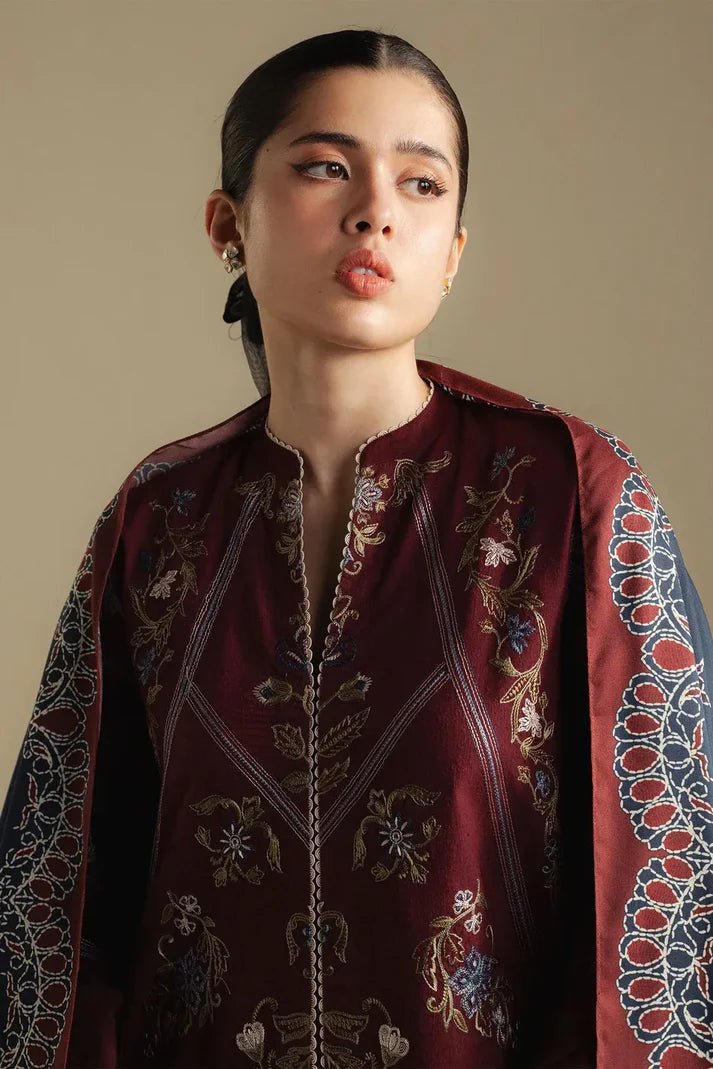 Embroidered Dhanak Unstitched 3PC Set | FS3116 - Bint Ayesha