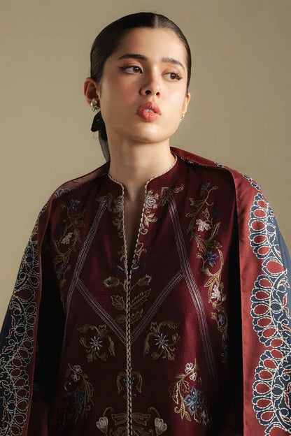 Embroidered Dhanak Unstitched 3PC Set | FS3116 - Bint Ayesha