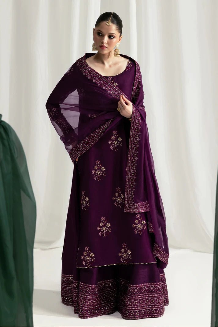 Embroidered Dhanak Unstitched 3PC Set | FS3130 - Bint Ayesha