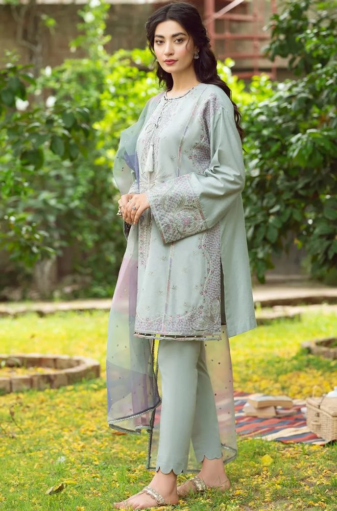 Embroidered Lawn Unstitched 3PC Set | RF0722 - Bint Ayesha